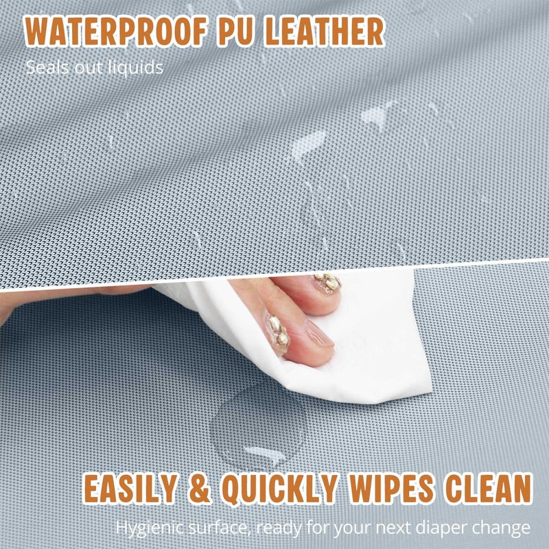 JVEOO Vegan Leather Baby Changing Pad, Waterproof & Wipeable Soft Diaper Changing Mat 32“ x 16.6" Comfortable Infant Changing Station for Dresser & Table - Image 2